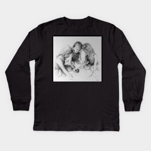 Princess Playing - Charcoal sketch by Avril Thomas - Adelaide Artist Kids Long Sleeve T-Shirt